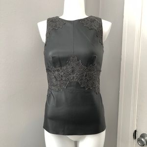 Bailey 44 Eco Leather Lace Grey Knit Top